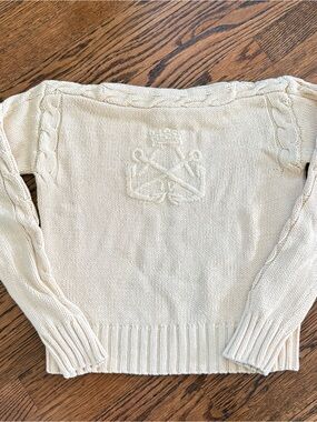 Rare 2004 Ralph Lauren Rugby Cream Cable-Knit Women's Sweater
